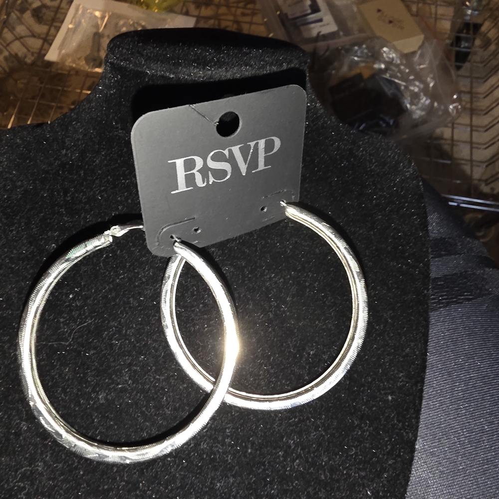 RSVP Shimmering Silver Hoop Earrings
